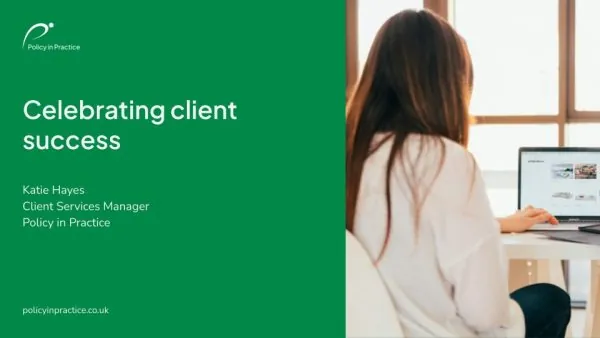 Celebrating Client success slide, Katie Hayes